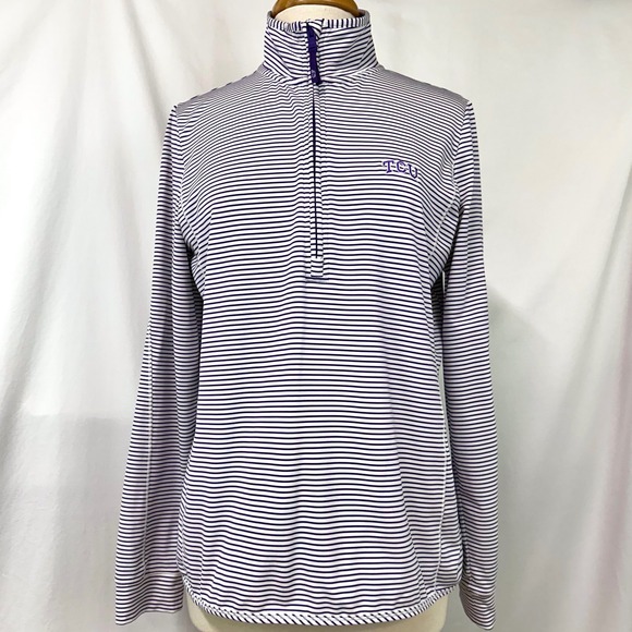 Vineyard Vines Tops - VINEYARD VINES TCU Horned Frogs Sankaty Quarter Zip Pullover Women's L Purple